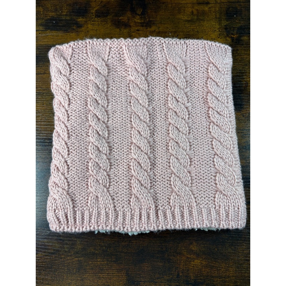 Arizona Jean Co Pink Cable Knit Sherpa Lined Neck Warmer Scarf One Size